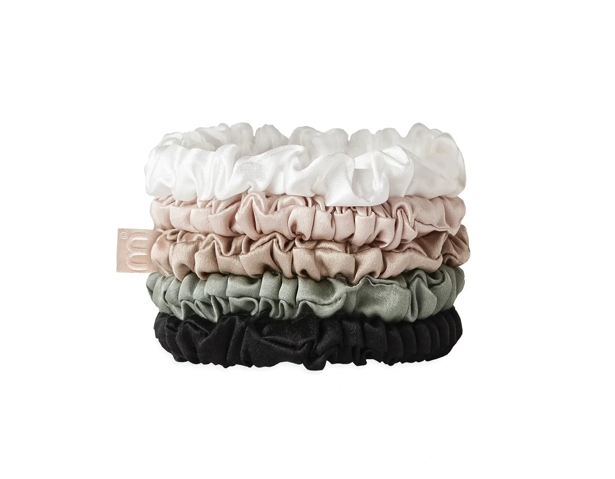 MON MOU Silk Slim Scrunchies Set