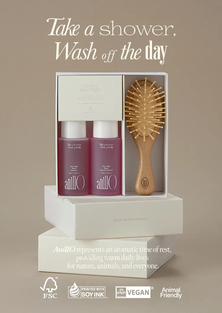 anillO Rosy Night Hair & Brush Set
